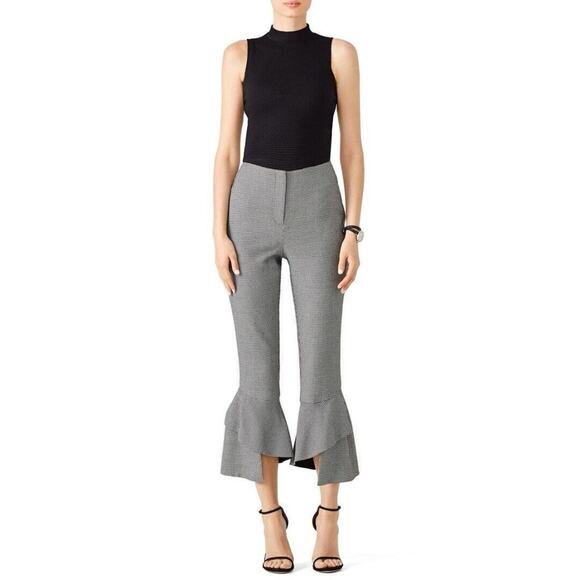 N/Nicholas Houndstooth Spiral Flare Ruffle Crop Trousers Womens Size 4 $395 - Picture 1 of 8